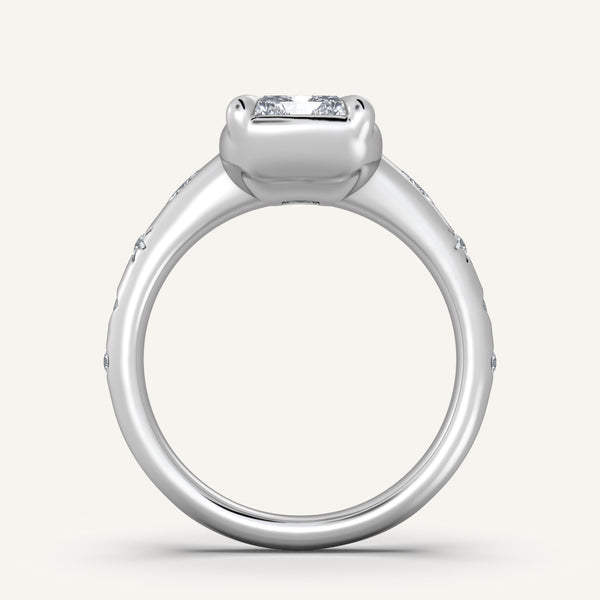 Faux Bezel Engagement Ring | 14k White Gold