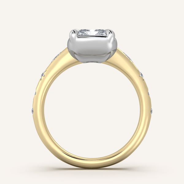 Faux Bezel Engagement Ring | 14k Two Tone