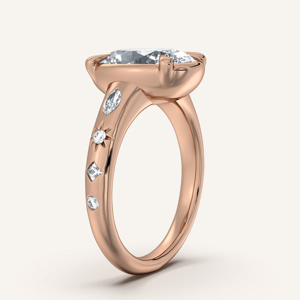 Oval Faux Bezel Engagement Ring | 14k Rose Gold