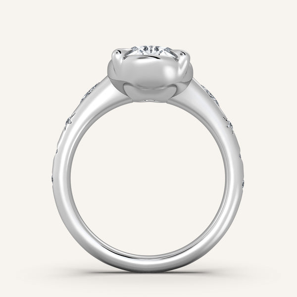 Faux Bezel Engagement Ring | 14k White Gold
