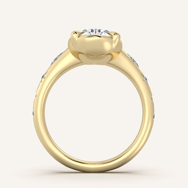 Faux Bezel Engagement Ring | 14k Yellow Gold