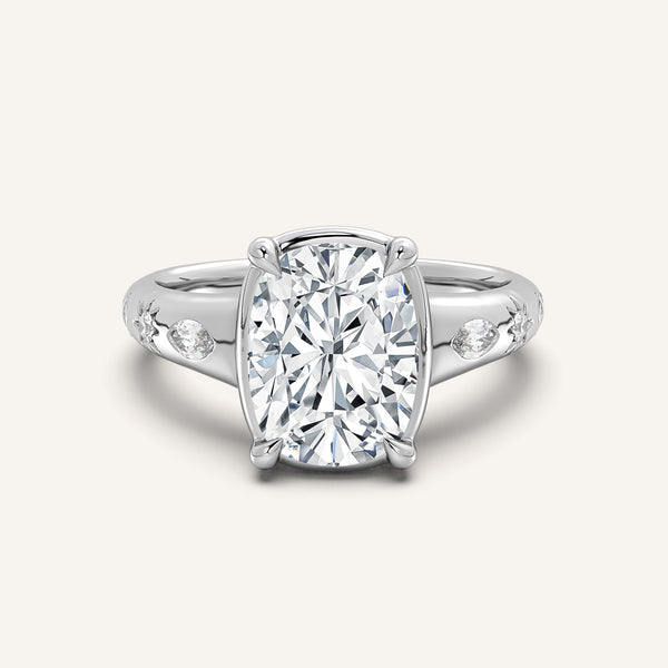 Faux Bezel Engagement Ring | 14k White Gold