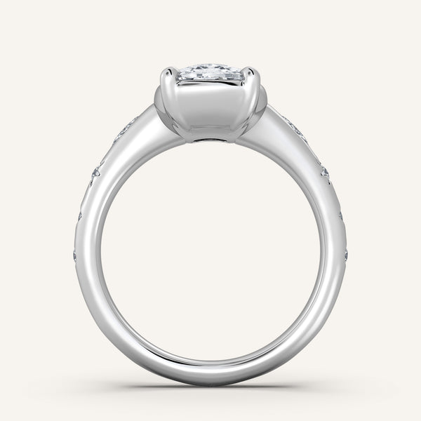 Faux Bezel Engagement Ring | 18k White Gold