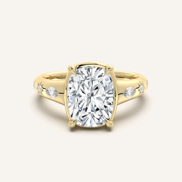 Faux Bezel Engagement Ring | 14k Yellow Gold