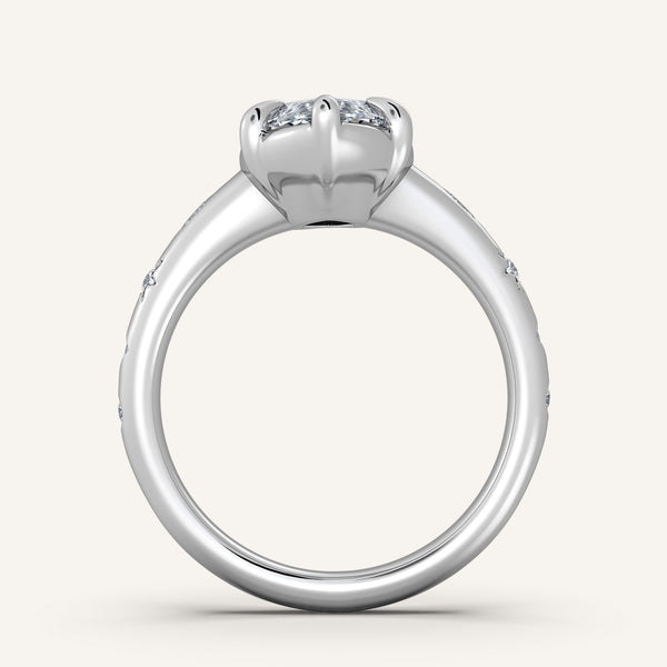 Faux Bezel Engagement Ring | 18k White Gold