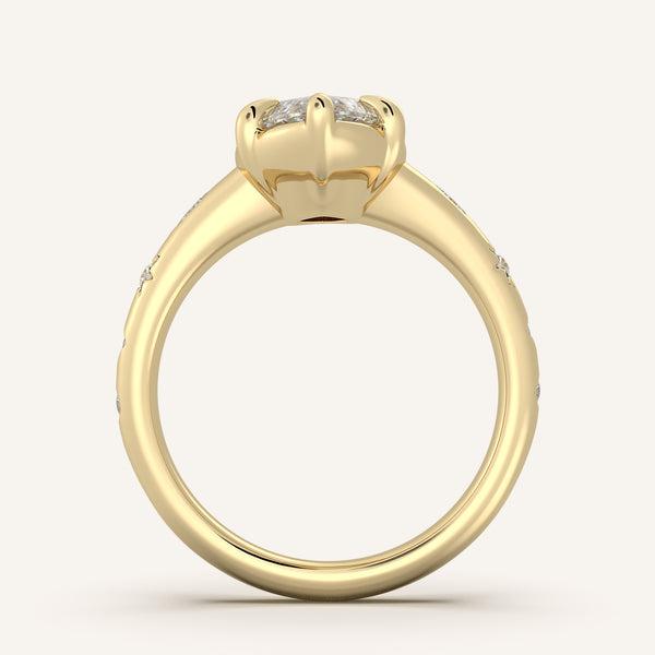 Faux Bezel Engagement Ring | 18k Yellow Gold