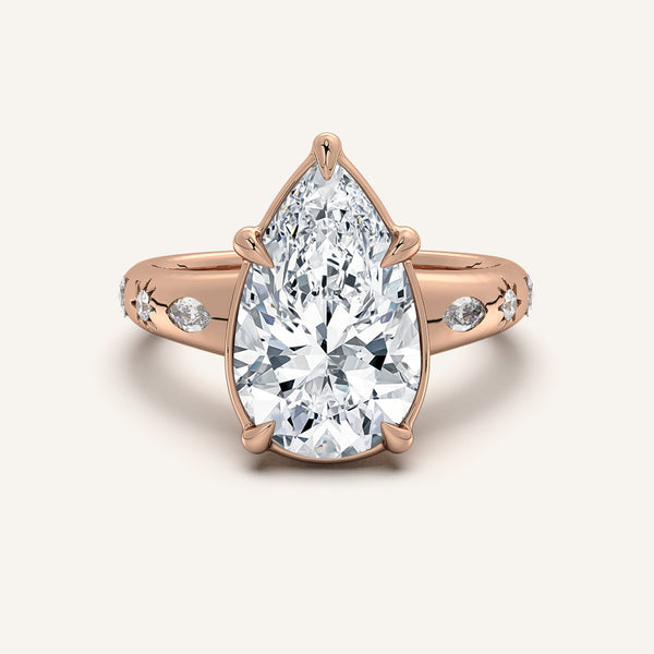 Pear Shape Faux Bezel Engagement Ring | 18k Rose Gold