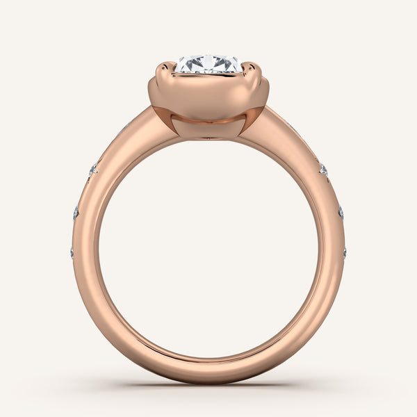 Pear Shape Faux Bezel Engagement Ring | 18k Rose Gold