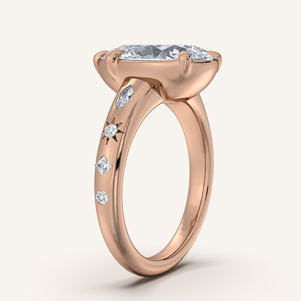 Pear Shape Faux Bezel Engagement Ring | 14k Rose Gold