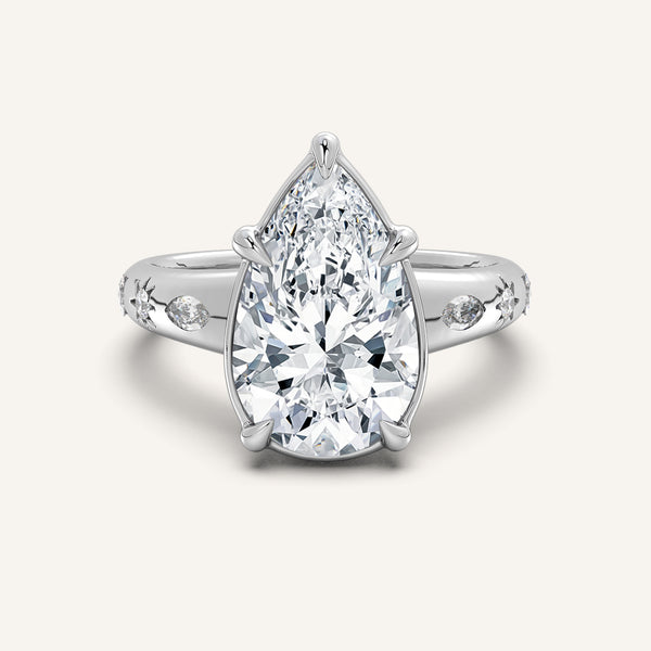 Faux Bezel Engagement Ring | 18k White Gold