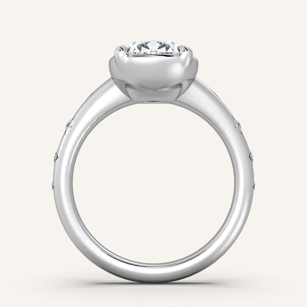 Faux Bezel Engagement Ring | 14k White Gold