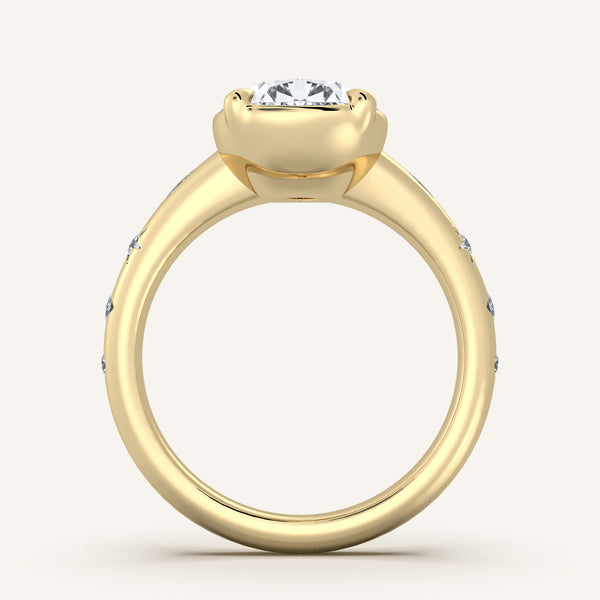 Faux Bezel Engagement Ring | 14k Yellow Gold