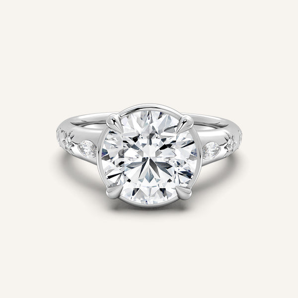 Faux Bezel Engagement Ring | 18k White Gold