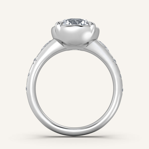 Faux Bezel Engagement Ring | 14k White Gold