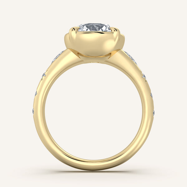 Faux Bezel Engagement Ring | 14k Yellow Gold