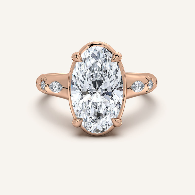 Image for Moval Faux Bezel Engagement Ring | 18k Rose Gold