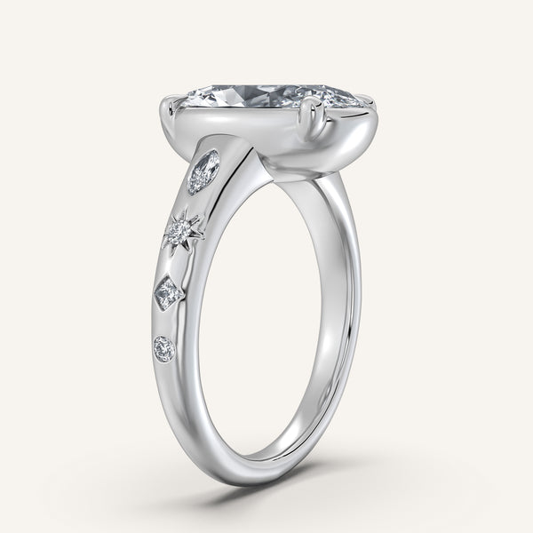 Moval Faux Bezel Engagement Ring | 18k White Gold