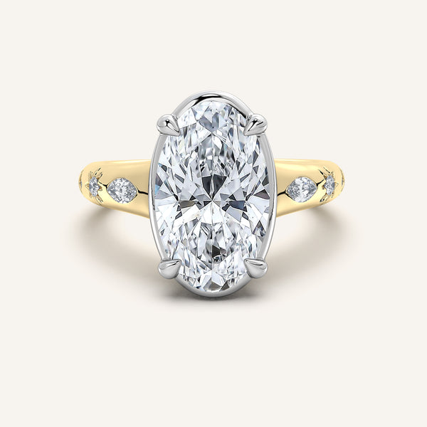 Moval Faux Bezel Engagement Ring | 18k Two Tone