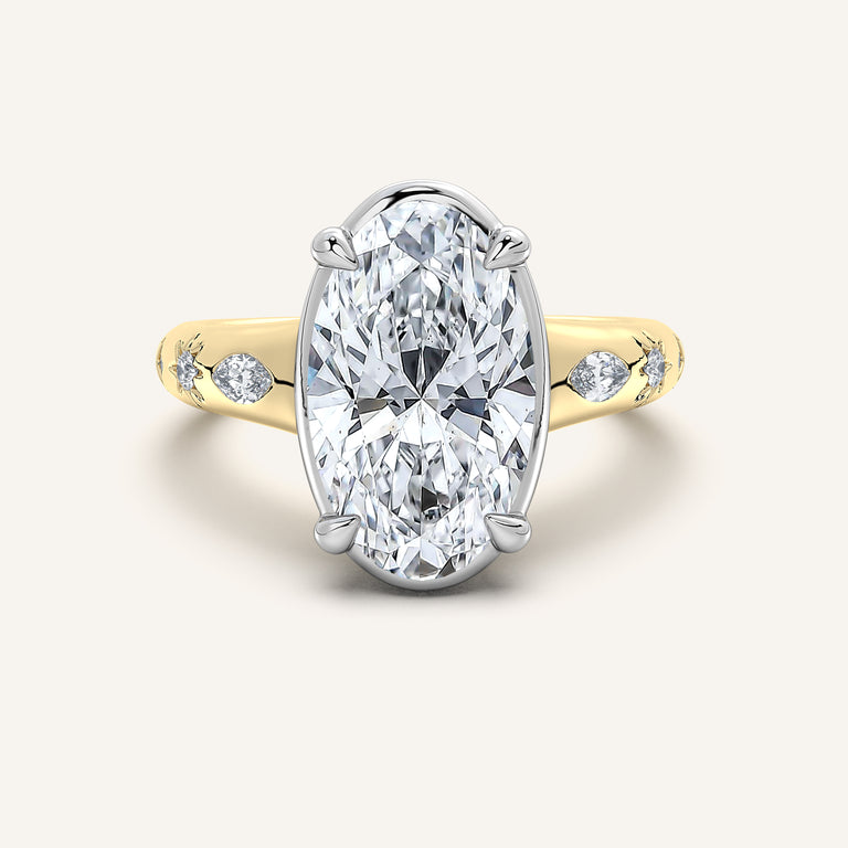 Image for Moval Faux Bezel Engagement Ring | 18k Two Tone