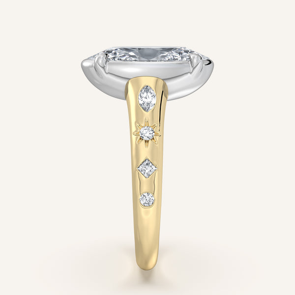 Moval Faux Bezel Engagement Ring | 18k Two Tone