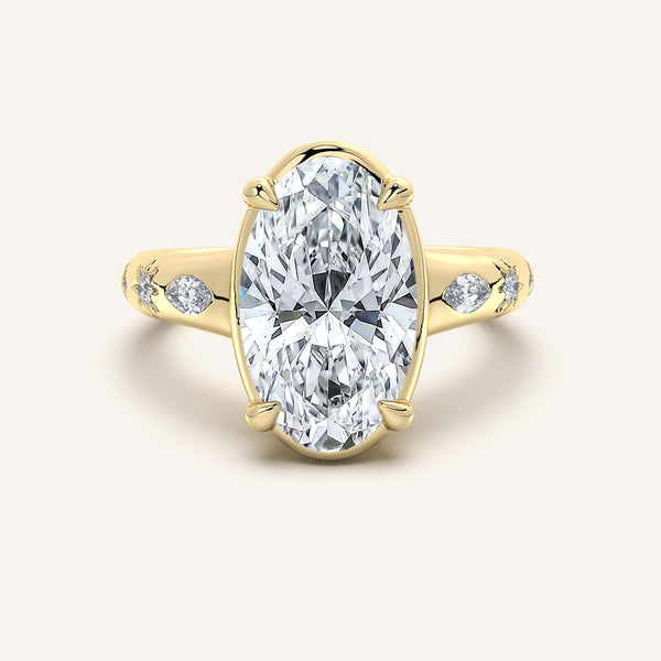 Moval Faux Bezel Engagement Ring | 18k Yellow Gold