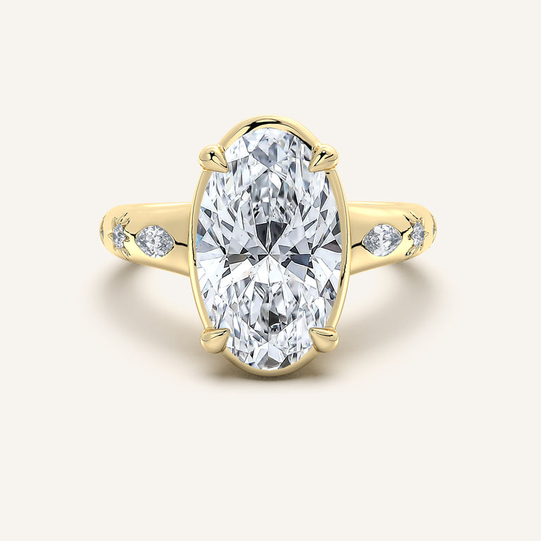Image for Moval Faux Bezel Engagement Ring | 18k Yellow Gold