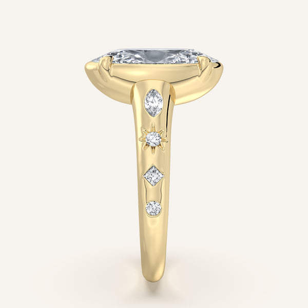 Moval Faux Bezel Engagement Ring | 18k Yellow Gold