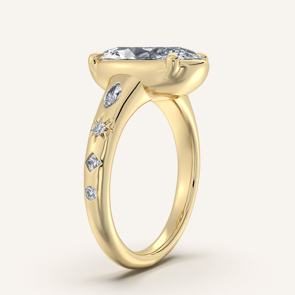Moval Faux Bezel Engagement Ring | 14k Yellow Gold