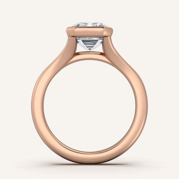 Emerald Split Cathedral Bezel Ring | 18k Rose Gold