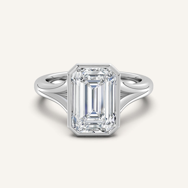 Image for Split Cathedral Bezel Ring | 14k White Gold