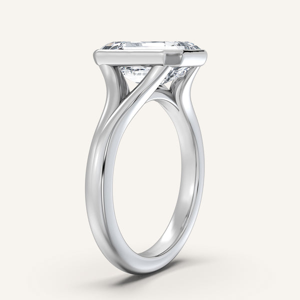 Emerald Split Cathedral Bezel Ring | 14k White Gold