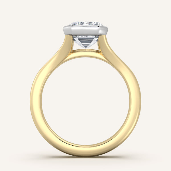 Emerald Split Cathedral Bezel Ring | 18k Two Tone