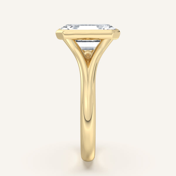 Emerald Split Cathedral Bezel Ring | 14k Yellow Gold