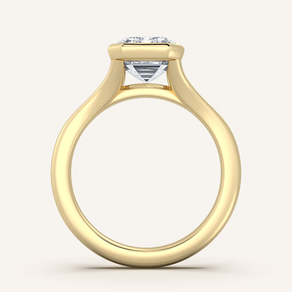 Emerald Split Cathedral Bezel Ring | 18k Yellow Gold