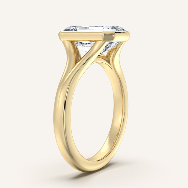 Emerald Split Cathedral Bezel Ring | 14k Yellow Gold
