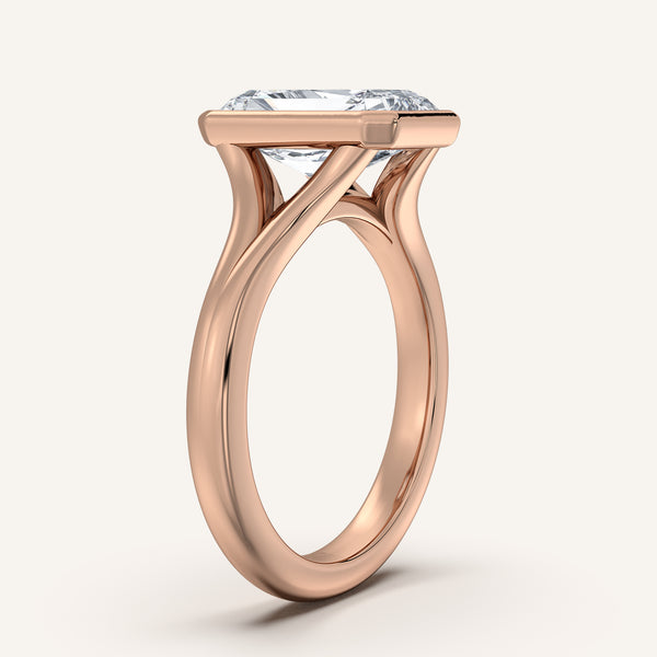Radiant Split Cathedral Bezel Ring | 14k Rose Gold