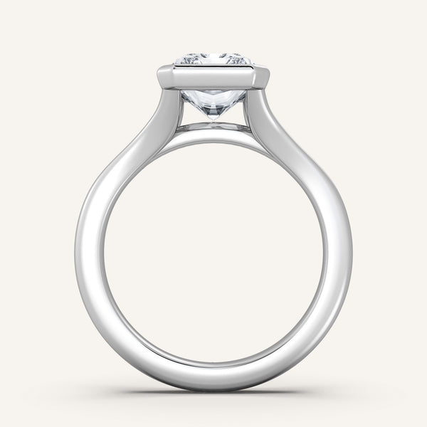 Split Cathedral Bezel Ring | 18k White Gold
