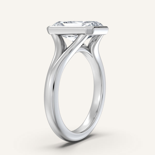 Radiant Split Cathedral Bezel Ring | 18k White Gold