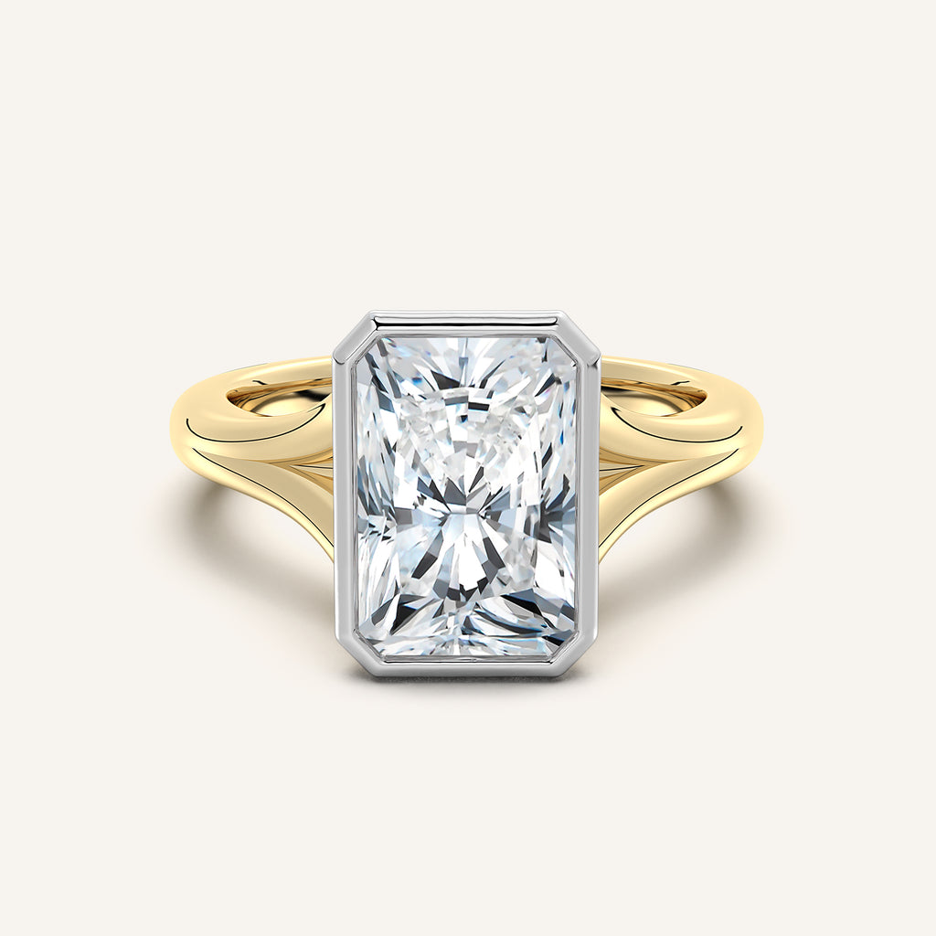 Radiant Split Cathedral Bezel Ring | 18k Two Tone & Clairamor
