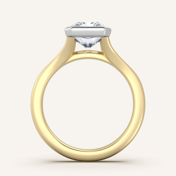 Radiant Split Cathedral Bezel Ring | 18k Two Tone
