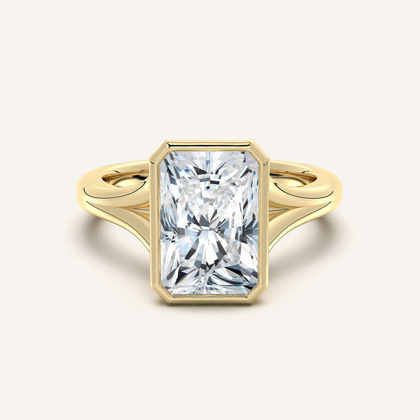 Split Cathedral Bezel Ring | 14k Yellow Gold