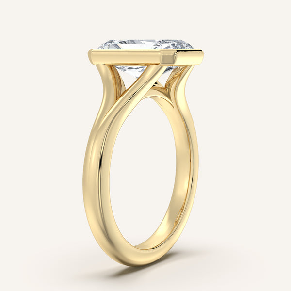 Radiant Split Cathedral Bezel Ring | 14k Yellow Gold