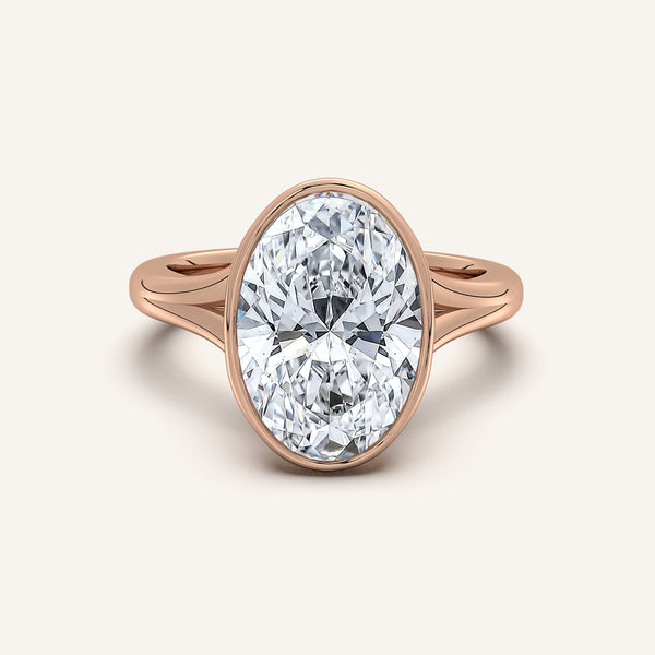 Oval Split Cathedral Bezel Ring | 18k Rose Gold