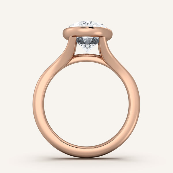 Oval Split Cathedral Bezel Ring | 18k Rose Gold