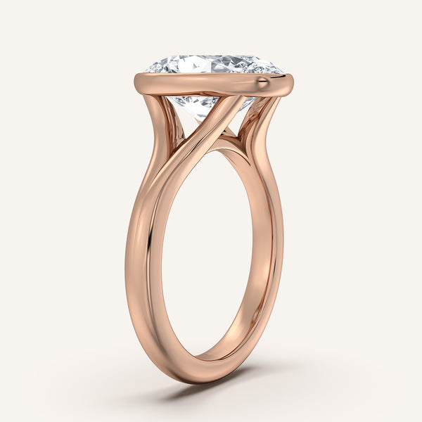 Oval Split Cathedral Bezel Ring | 14k Rose Gold