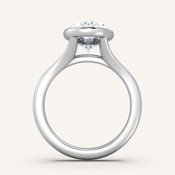 Oval Split Cathedral Bezel Ring | 18k White Gold