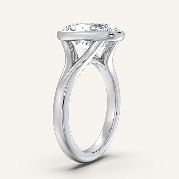 Oval Split Cathedral Bezel Ring | Platinum