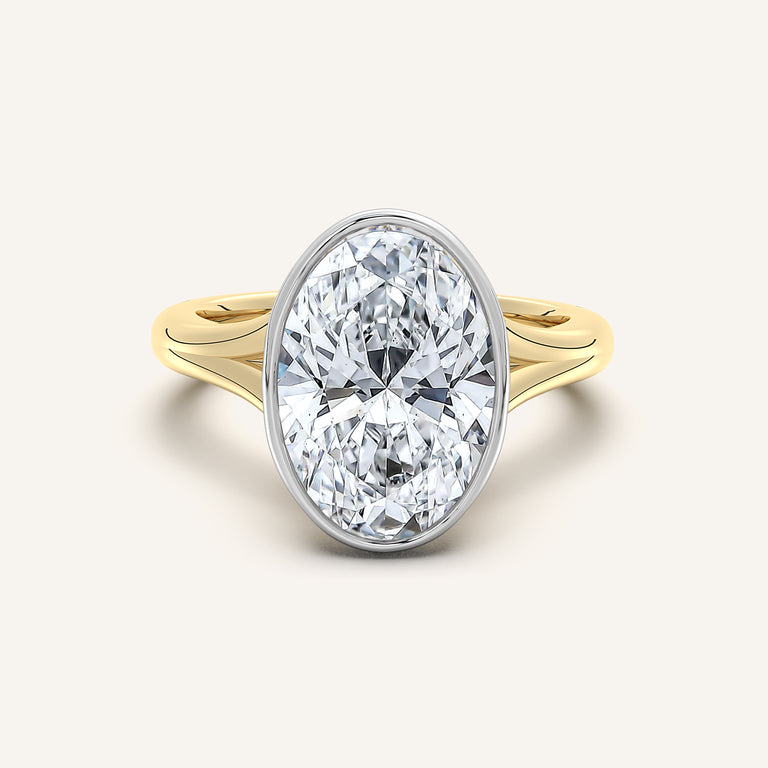 Image for Split Cathedral Bezel Ring | 14k Two Tone
