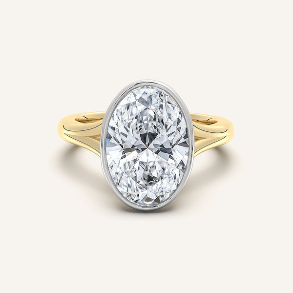 Oval Split Cathedral Bezel Ring | 18k Two Tone