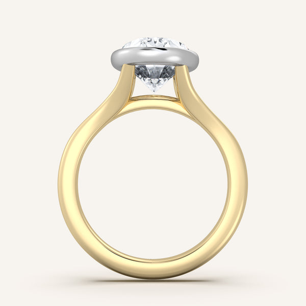Oval Split Cathedral Bezel Ring | 18k Two Tone